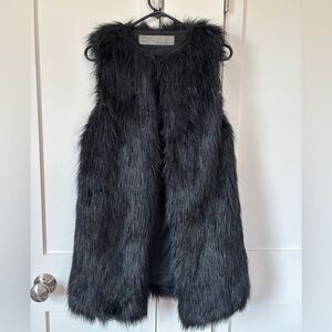 Zara Basic Black Faux Fur Vest